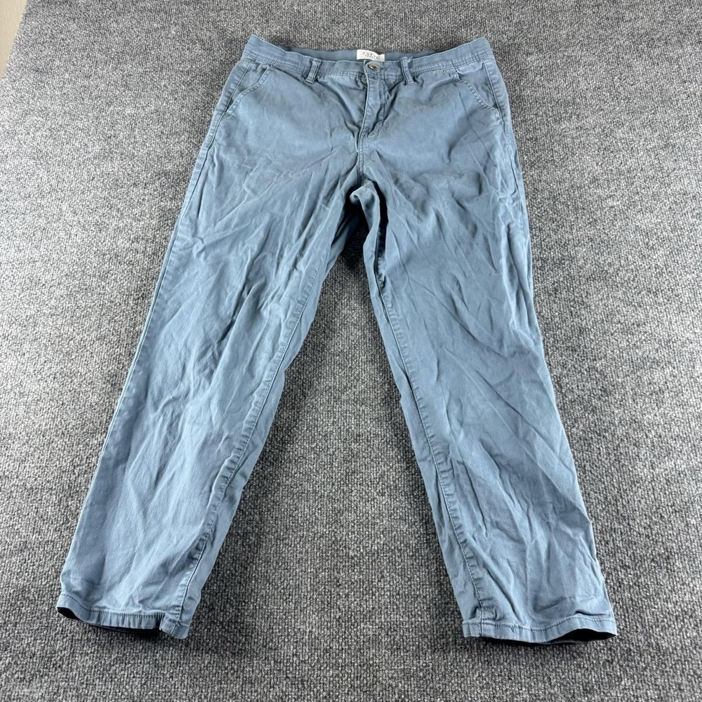 Curve Appeal Pants Womens 10/30 Blue Chino Twill Straight Leg Flat Front Pockets